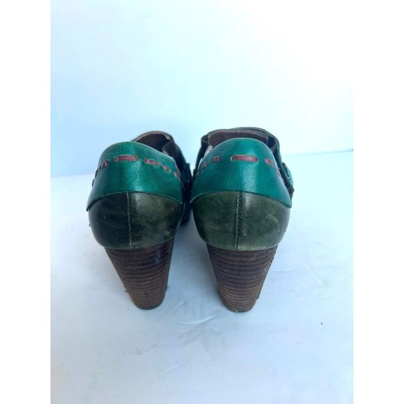 L'Artiste by Spring Step Wondrous Teal Leather Dressy Block Heel Bootie Shoe 8.5 - Picture 7 of 12